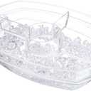 DEAYOU Ice Serving Tray for Party Food, Chilled Serving Platter Dish with 4 Compartments, 15" Flip-Lid Divided Serving Bowl for Appetizers, Fruits, Vegetables, Salads, Shrimp Cocktail