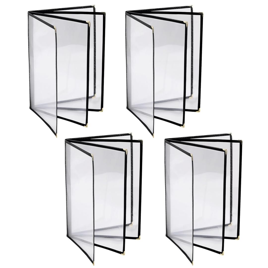 4PCS Menu Covers 8.5 x 11inch - 4-Page 8-View Transparent Restaurant Menu Covers with Clear Protective Film Menu Holders for A4 Size Paper