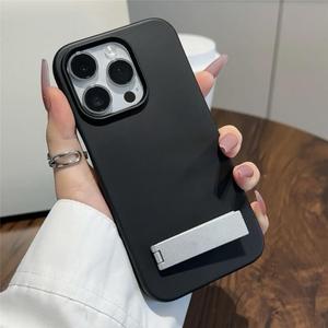 Color Flip Bracket Stand Phone Case for iPhone 16 11 12 13 14 15 Pro Max Plus XR XS Soft Silicone Cover,Black,for iPhone 13 ProMax
