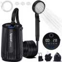 Spopal Portable Shower for Camping, [Upgraded] 10000mAh Rechargeable Camping Shower with 5 Adjustable Speeds, Premium LED Display, IPX8 Waterproof Outdoor Shower Kit for Hiking, Car, Pet, Travel (Black)