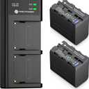FirstPower 2 Pack NP-F970 Batteries and USB Dual Charger for Sony NP-F970 F960 F950 F930 F750 F570 F550 F530 F330 Battery and Sony Handycams, CCD-SC55 TR516 TR716 TR818 TR910 TR917