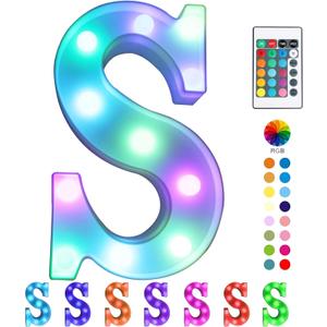 Pooqla Colorful LED ight Up Marquee Signs with Remote  Party Bar Letters with Lights Decorations for The Home - Multicolor S