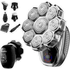 Electric Razor for Men,Head Shavers for Bald Men,Electric Shavers for Men with Wet & Dry Bald Head Shaver 9D Floating, 5-in-1 Body Shavers Comes with Magnetic Detachable Blades