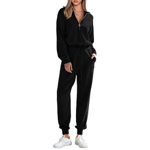 PRETTYGARDEN Women's 2 Piece Sweater Set Pullover Zip Up Sweatshirt Jogger Sweatpants Tracksuit Casual Outfit XS