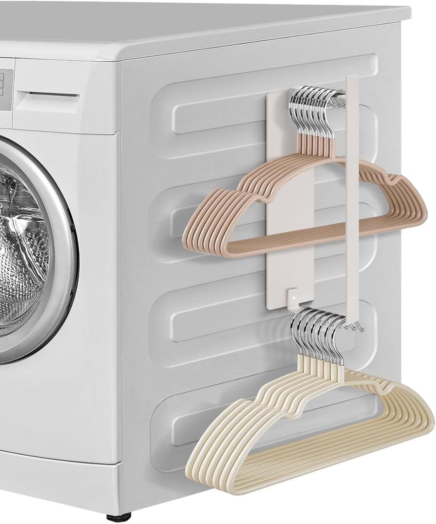Magnetic Hanger Organizer Stacker, Strong Magnetic Hanger Holder for Laundry Room Washer, Capacity Upgrade Hangers Storage Rack for Adult or Child Clothes Hangers White 1Pack