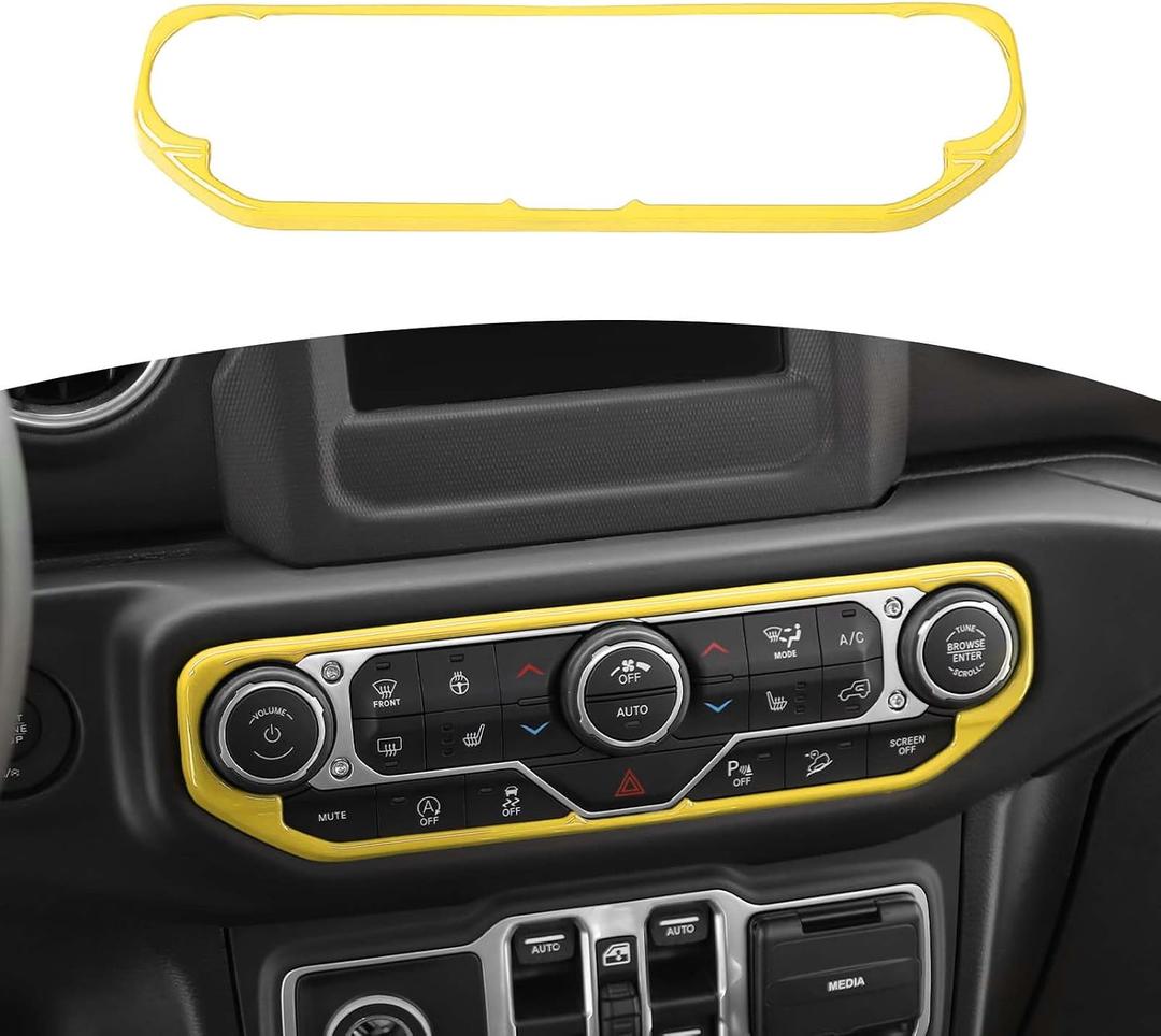 RT-TCZ for Wrangler JL Center Dash AC Switch Cover Trim Frame Yellow for Jeep Wrangler JL JLU Gladiator JT 2018-2023 Yellow Interior Accessories
