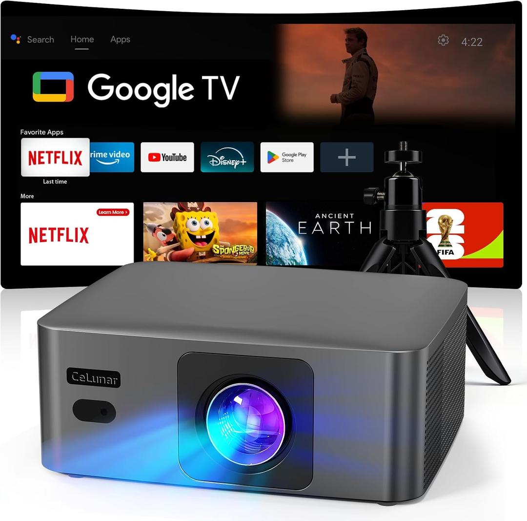 [Officially Licensed App] CeLunar Smart Mini Projector with WiFi and Bluetooth, 4K Support Home Theater, Compatible with NETFLIX/Prime Video/YouTube, Support iOS/Android/Windows, Indoor & Outdoor Use