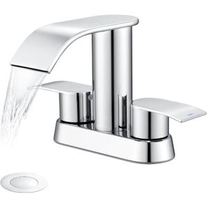Ultimate Unicorn Bathroom Faucet for Sink Chrome, 4 Inch Bathroom Sink Faucet for 3 Hole or 2 Hole, 2 Handle Waterfall Faucets with Pop up Drain, Centerset Faucets for RV Counter