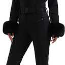 GSOU SNOW Womens Ski Suit One Piece Snowsuit Snowboard Jacket Slim Snow Jumpsuit Faux Fur Ski Outfit Waterproof (Black) XS