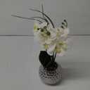 Artificial White Phalaenopsis Orchid Flower Arrangements 20.8" Faux Orchid Flower in Silver Pot Orchid Centerpiece for Dining Room Table