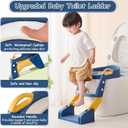 3 in 1 Toddler Potty Training Seat Chair with Ladder and Basin for Boys and Girls, Adjustable Kids Potty Training Seat for Toilet with Anti-Slip Wide Steps and Safety Handles (Blue)