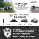 10 Person Instant Tent, Waterproof Pop Up Tents for Camping with Rainfly, 60 Seconds Easy Setup, Automatic Cabin Tent for Family Camping with Expandable Carry Bag & Upgraded Ventilation, Black