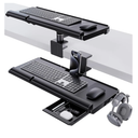 Klearlook Upgraded Adjustable Keyboard Tray for Above Desk & Under Desk Use - Ergonomic Sit-Stand Keyboard Riser with 360° Rotation, 24.4"×10" Keyboard Stand with Wrist Rest & Storage Drawer - Black