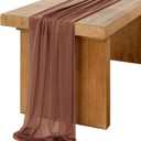 Ling's Moment 14Ft Brown Sheer Chiffon Like Table Runner with Silver Sparkle for Rustic Boho Wedding Party Bridal Shower Decorations Birthday Party Fall Decorations
