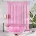 AmazerBath 72x78 Long Shower Curtain Liner, Clear Pink Plastic Shower Liner, Waterproof PEVA Shower Liners, Cute Lightweight Shower Curtains for Bathroom with 3 Magnets & 12 Rustproof Grommets