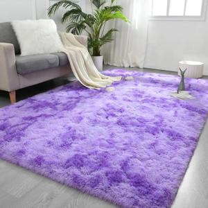 FlyDOIT Purple Tie-Dyed Large Rugs for Living Room, 4x6 Feet Shaggy Rug Fluffy Throw Carpets, Ultra Soft Plush Modern Indoor Fuzzy Rugs for Bedroom Girls Kids Nursery Room Dorm Home Decor, 4' x 6' (Rectangular), Purple