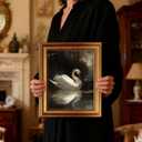 Gold Framed Vintage Wall Art for Room Decor Moody Swan Wall Decor Gothic Swan Animal Canvas Prints Painting for Living Kitchen Bathroom Bedroom Desktop Artwork 16x24 Inch