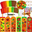 Winlyn 36 Sets Fall Craft Kits Autumn Crafts DIY Leaf Bookmarks Decorations Art Sets Maple Leaf Glitter Foam Stickers Arts and Crafts for Kids Thanksgiving Halloween Classroom Activities