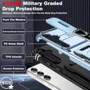 ATUMP for Samsung Galaxy S23 FE Case with [2Pcs] HD Screen Protector & Slide Camera Cover, Rotated Ring Kickstand [Military Grade Shockproof] Protective Case for Galaxy S23 FE 6.4", Light Blue