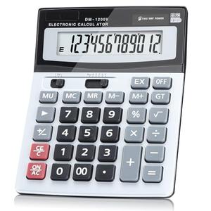 Desktop Calculator 12-Digit with Extra Large LCD Display, Big Buttons for Accounting & Office/School/Home Use - Dual Power (Solar/Battery)
