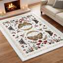 Artoid Mode White Poppy Moth Mushroom Moon Area Rug, Fall Home Decor Low-Profile Washable Large Rug for Living Room Bedroom Farmhouse Dining Room Kids Playroom 5x7 Feet