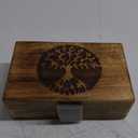Samhita Handmade Mango Wood Tree of Life Engraving Beautifully Keepsake Box Jewellery Organiser Unique Gift Ideas for Men & Women (Flame Work Finish)