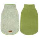 cyeollo Warm Dog Coat Fleece Sherpa Winter Sweater Coats, Turtleneck Dog Jacket Vest for Small Medium Large Dogs with Leash Hole, Soft Reversible Pet Coats for Cold Weather, Green, XL