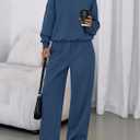 PRETTYGARDEN Womens Sweatsuits 2 Piece Set 2025 Casual Winter Long Sleeve Hoodie Loose Wide Leg Sweatpants Fall Tracksuit (X-Large, Grey Blue)