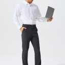 QPNGRP Men's Golf Pants 32" Inseam Lightweight Stretch Work Dress Pants, 38Wx30L