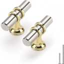 Rergy Cabinet Handles Drawer Pulls and Knobs, 5Pack Brushed Nickel and Gold Single Hole, Kitchen Hardware for Dresser Handle Zinc Alloy Furniture Pull