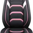 Leather Car Seat Covers,Full Coverage Seat Covers Full Set,Universal Automotive Seat Covers for Cars,SUVs,Trucks and Sedans (Black&Pink, Full Set)