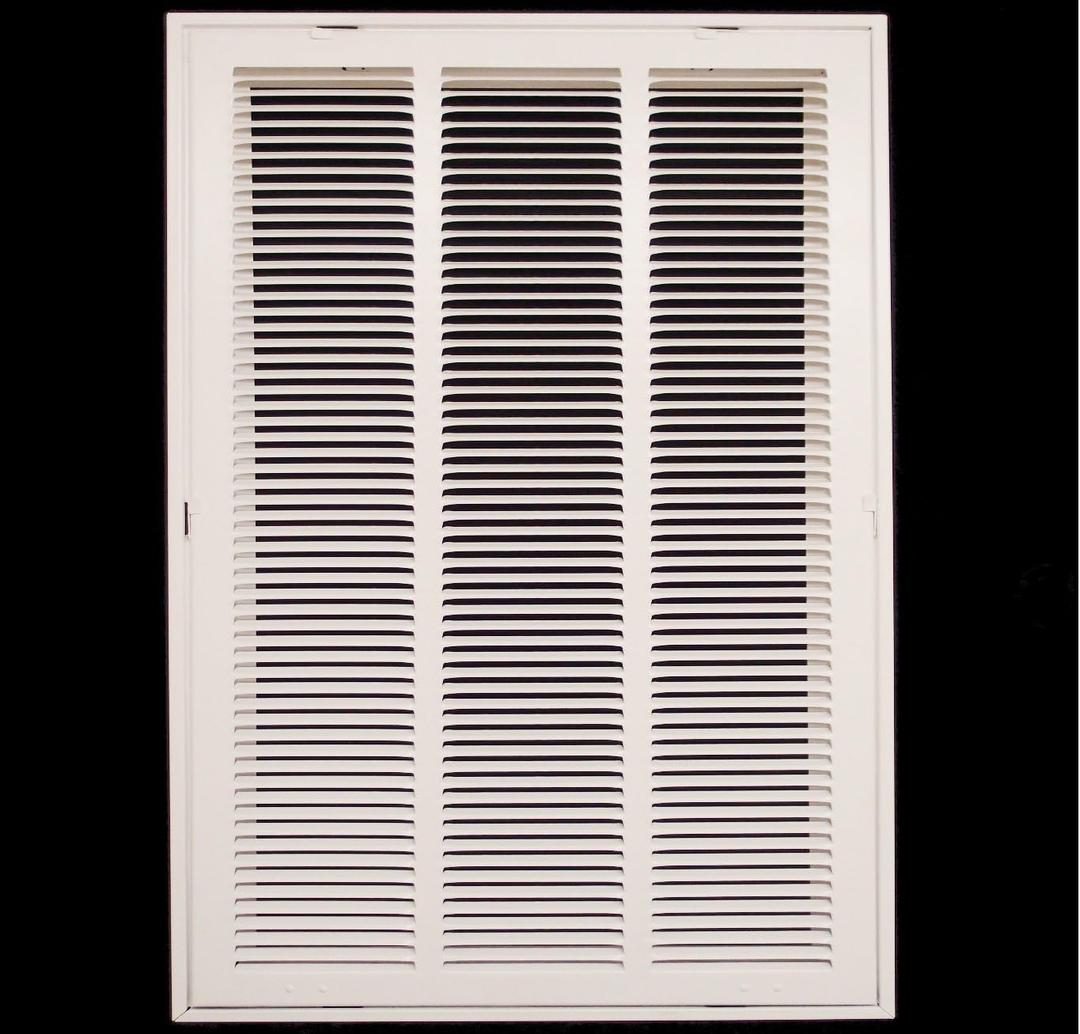 HVAC Premium 14" X 24 Steel Return Air Filter Grille for 1" Filter - Fixed Hinged - HVAC Duct Cover - Flat Stamped Face - White [Outer Dimensions: 16 5/8" X 26 5/8"]