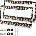 ALAZA Cute Pug Dog Print Animal Heart License Plate Frames for Women Men 2 pcs Personalized Car License Plate Holder with Screw Caps, Round Hole