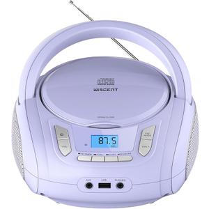 Wiscent Radio CD Player with Bluetooth,FM Radio,USB MP3 Playback,AUXin,Headphone Jack,MP3 CDs Compatible,Portable CD Players for Home or Outdoor