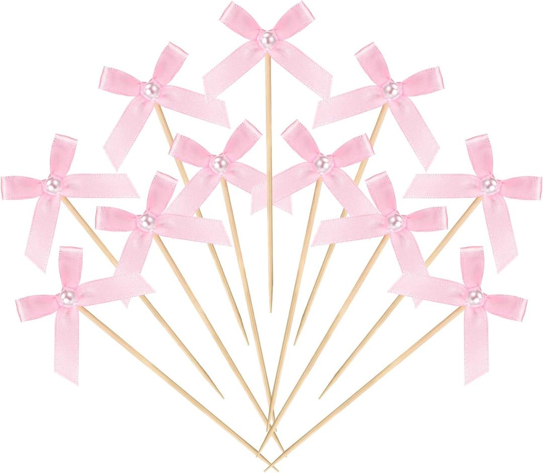 100 Pcs Coquette Bow Pearl Cocktail Picks 4.7" Pink Bow Toothpicks Bowknot Cocktail Appetizer Picks for Fruit Drink Dessert Wedding Party Supplies Bridal Birthday Baby Shower Party Decor(Pink) 100 Pcs Coquette Bow Pearl Cocktail Picks 4.7" Pink Bow Toothpicks Bowknot Cocktail Appetizer Picks for Fruit Drink Dessert Wedding Party Supplies Bridal Birthday Baby Shower Party Decor(Pink)