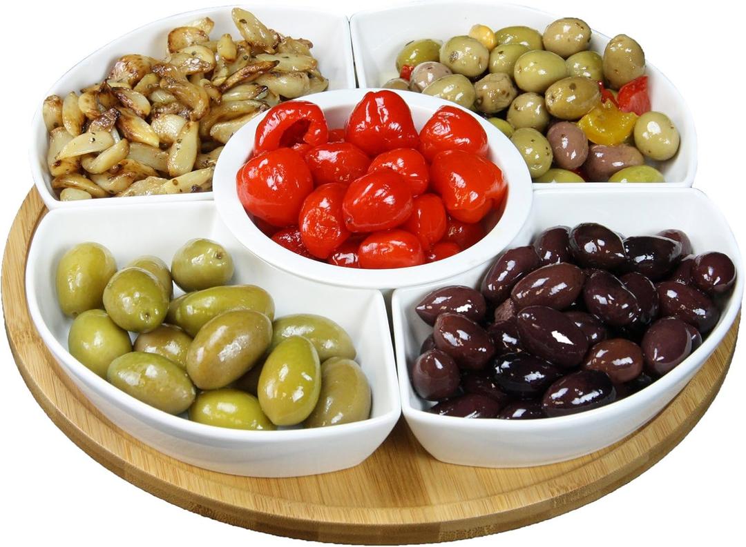 Elama Signature 12 1/4 Inch 6pc Lazy Susan Appetizer and Condiment Server Set