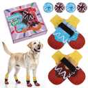 EXPAWLORER 4 Pcs Anti Slip Dog Socks for Prevent Licking Paws, Snow Winter Dog Boots & Paw Protectors, Dog Booties for Hardwood Floor, Dog Shoes for Small Senior Dogs