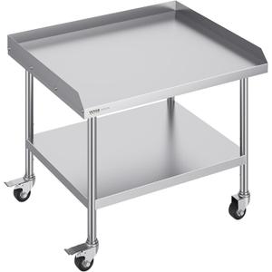 Stainless Steel Work Table, 30 x 36 x 30 Inch Commercial Food Prep Worktable with 4 Wheels, Casters, 3-Sided Backsplash Heavy Duty Prep Worktable, Metal Work Table for Restaurant Home Hotel