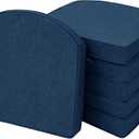 Outdoor Chair Cushions, Fade-Resistant & Water-Resistant, D Shaped Patio Furniture Seat Chair Pads Replacement with Ties, Non-Slip Bottom, Removable Cover, Set of 6, 18.5 x 16 Inch, Navy Blue