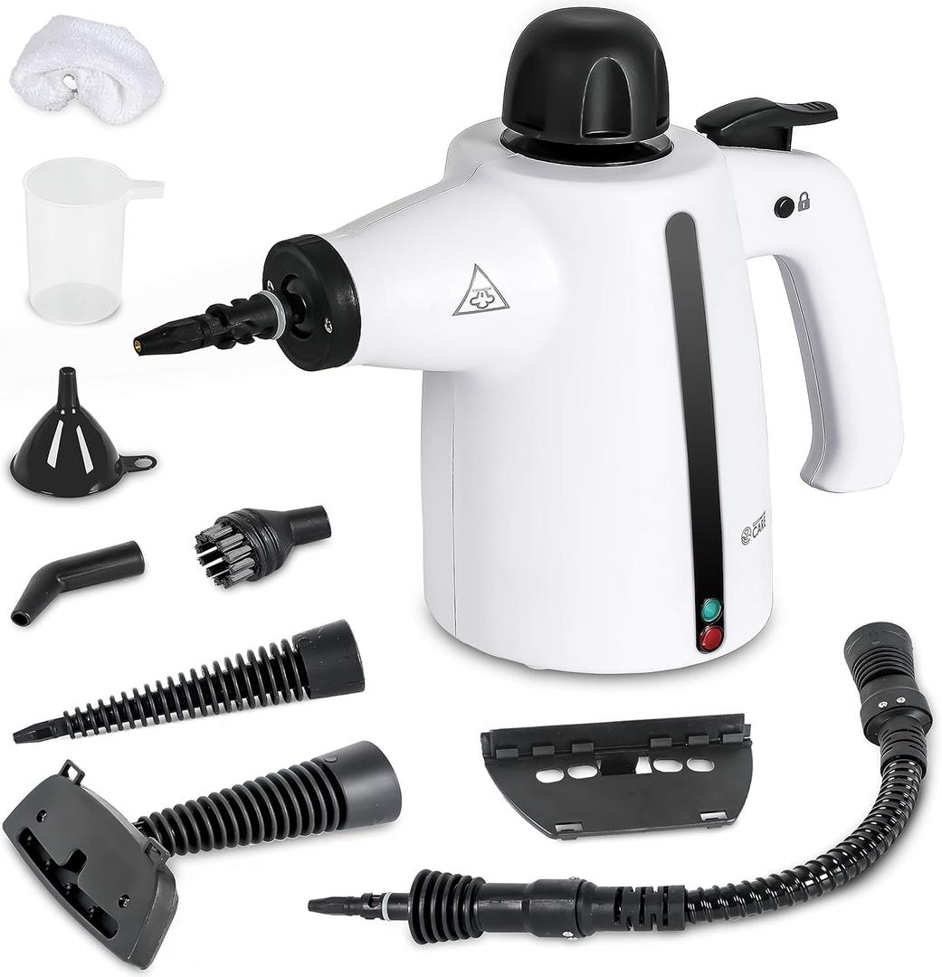 Handheld Steam Cleaner, 9-Piece Accessory Set, White, Steamer for Cleaning, Couch Cleaner, Steam Cleaner Carpet and Upholstery
