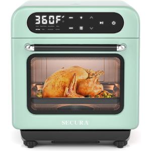 Secura Multifunction Air Fryer Steam Oven, 13 Quart Compact Oven with Convection Bake, Airfryer, Rapid Steam, Ferment, Dehydrator Combo, Nutritious & Delicious Food Steamer for Cooking (Mint Green)