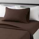 Amazon Basics Lightweight Super Soft Easy Care Wrinkle Free Microfiber 3 Piece Bed Sheet Set with 14-Inch Deep Pockets, Twin, Chocolate, Solid