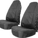 TIROL Waterproof Front Seat Covers High Back Seat Cover Bucket Seat Covers with Multi-Pockets for Semi Truck Cars Van SUV Pickup (Pack of 2)