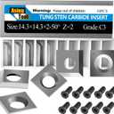 Asieg Tool 14.3x14.3x2.0-50 Carbide Inserts Cutters Knives 2 Cutting Edges for Cutech Tool Planer Jointer 40700H-CT 4700HC-CT 40100H-CT 40600H-80100-CT 40200H-CT 40600HC-80100-CT 40200HC-CT Head 10pc