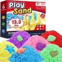 FURWEY 13.3lbs Play Sand,Mixed Packaging of 6-Color Sensory Sand,Suitable for Children to Shaping, Squeezing and MoldingWithout Molds