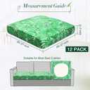 Newwiee 12 Pcs Patio Cushion Covers Outdoor Stretch Sofa Couch Cover Replacement Couch Slipcover Sofa Seat Chair Porch Patio Furniture Protector, Flexibility Washable(Green,Monstera)