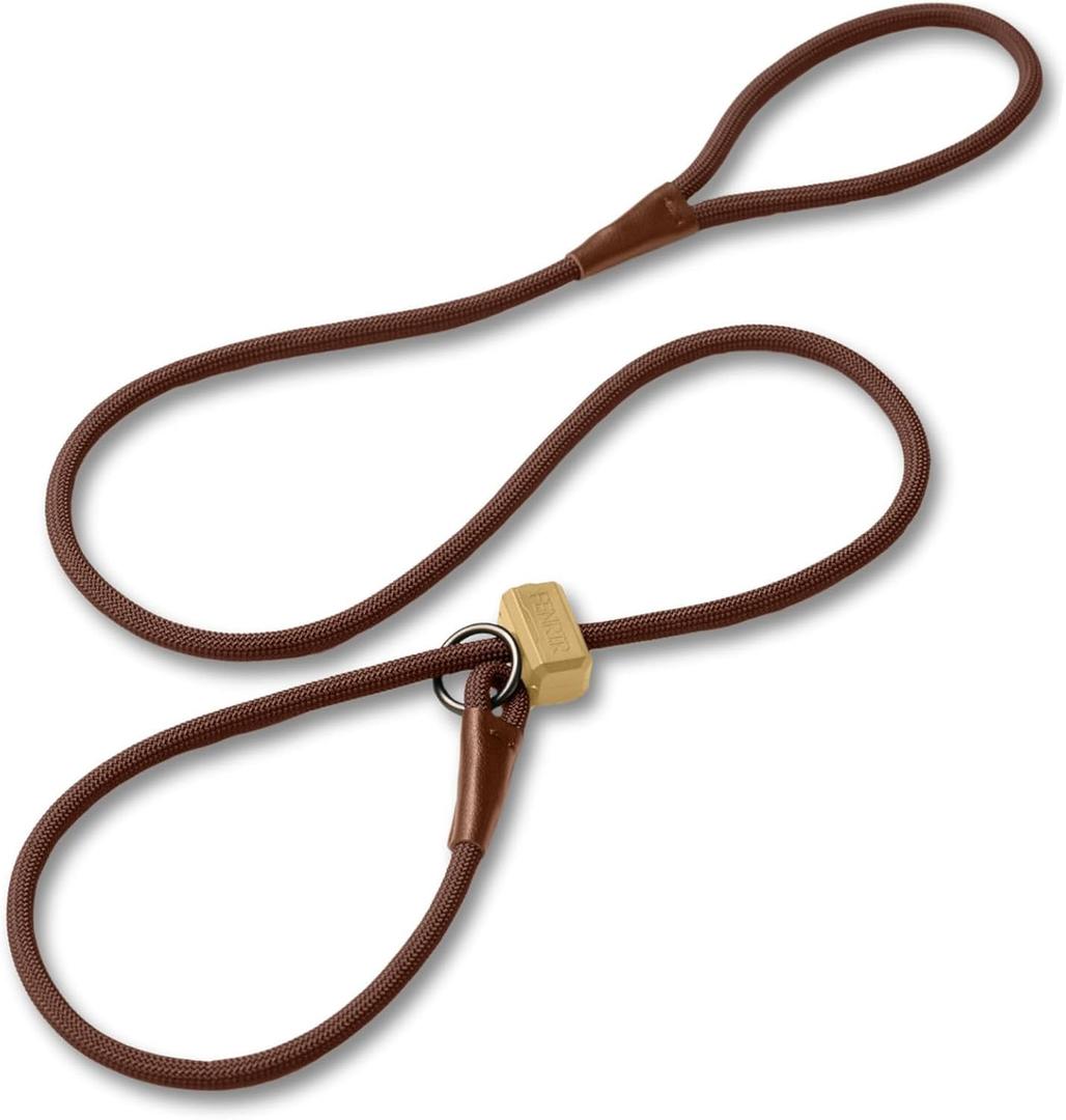 Fenrir Slip Leash 1.4m Professional Dog Training Lead to Stop Pulling, Perfect for Walks, Easy to Use, Spring Loaded Stopper, Light Weight and Durable (Brown)