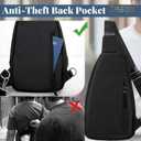 JASGOOD Sling Bag for Men Women, Crossbody Bag Faux Leather Fanny Pack Waterproof Chest Bag Backpack for Travel,Hiking