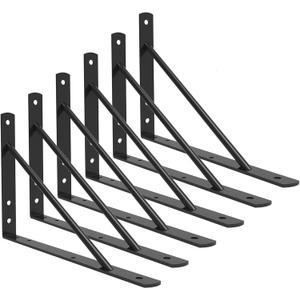 Shelf Brackets 14 Inch Heavy Duty Metal Shelf Holders, Industrial Rustic Farmhouse Iron Floating Shelf Bracket for Open Shelving, Right Angle L Brackets for Wall Mounted Shelves (6 Pack)