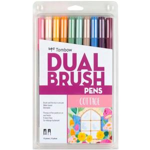 Tombow 56216 Dual Brush Pen Art Markers, Cottage, 10-Pack. Blendable, Brush and Fine Tip Markers